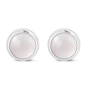Rose Quartz Round Silver Stud Earrings, e421st